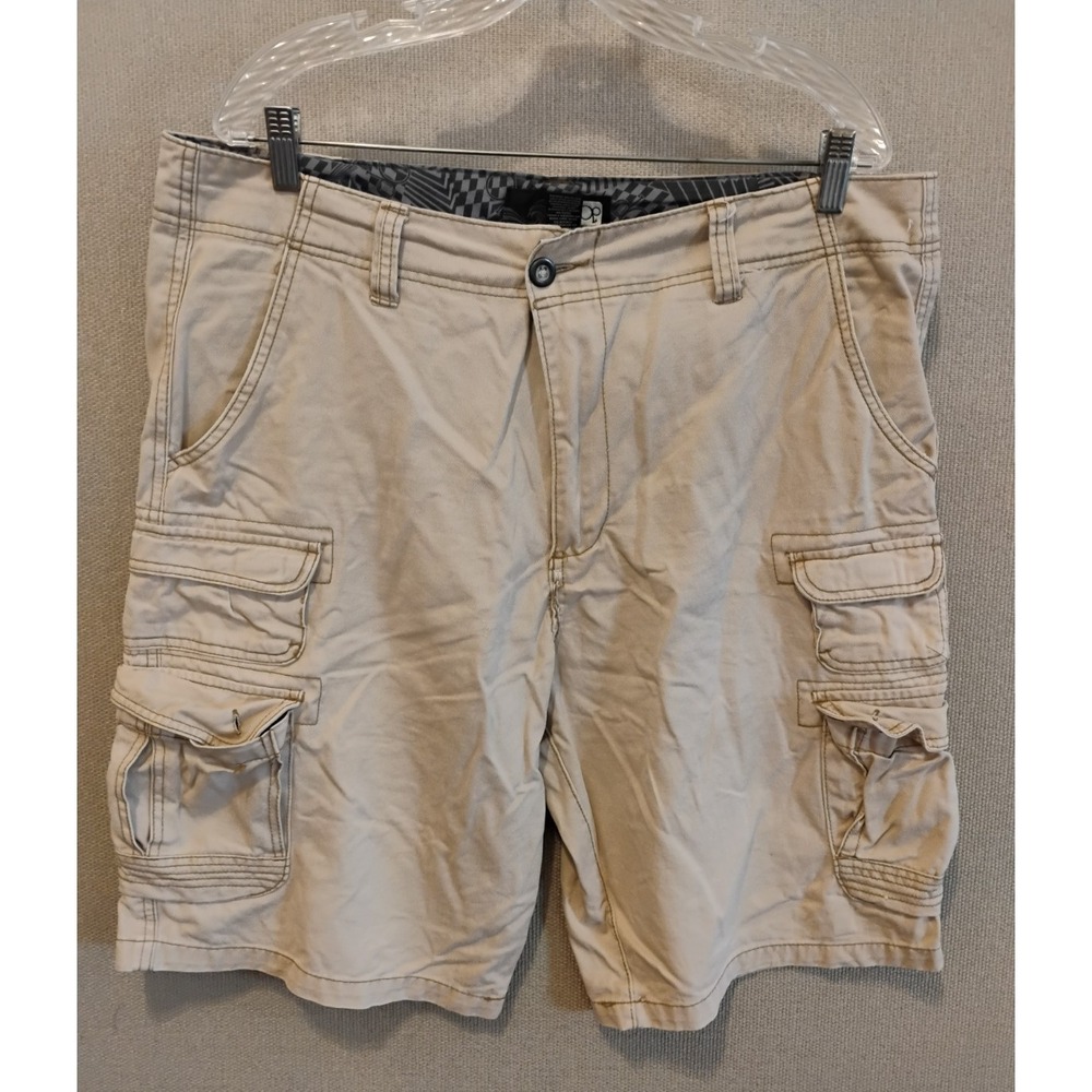 OP Y2K 12" Baggy Cargo Shorts Size 38 Light Beige All Cotton